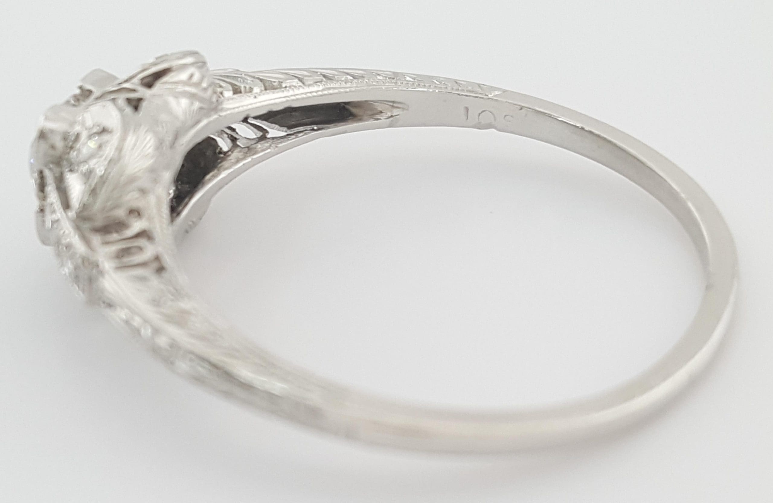 Antique Art Deco Old European Cut Diamond Engagement Ring 0.55 ct Platinum
