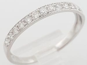 Half Circle Round Diamond Milgrain Wedding Band 0.4 ct 14k White Gold 3mm