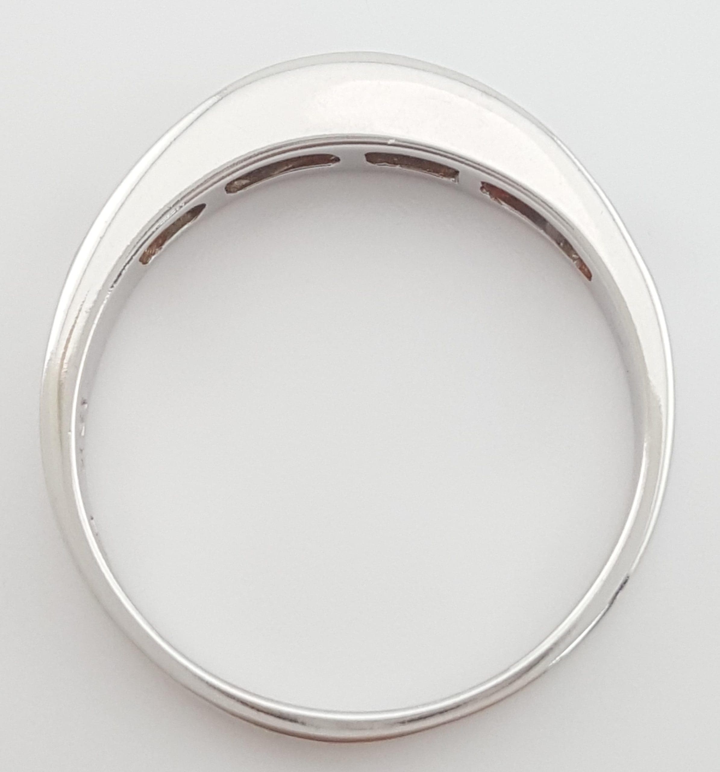 Diamond Garnet Channel Set Wedding Band Ring 0.25 ct 18k White Gold