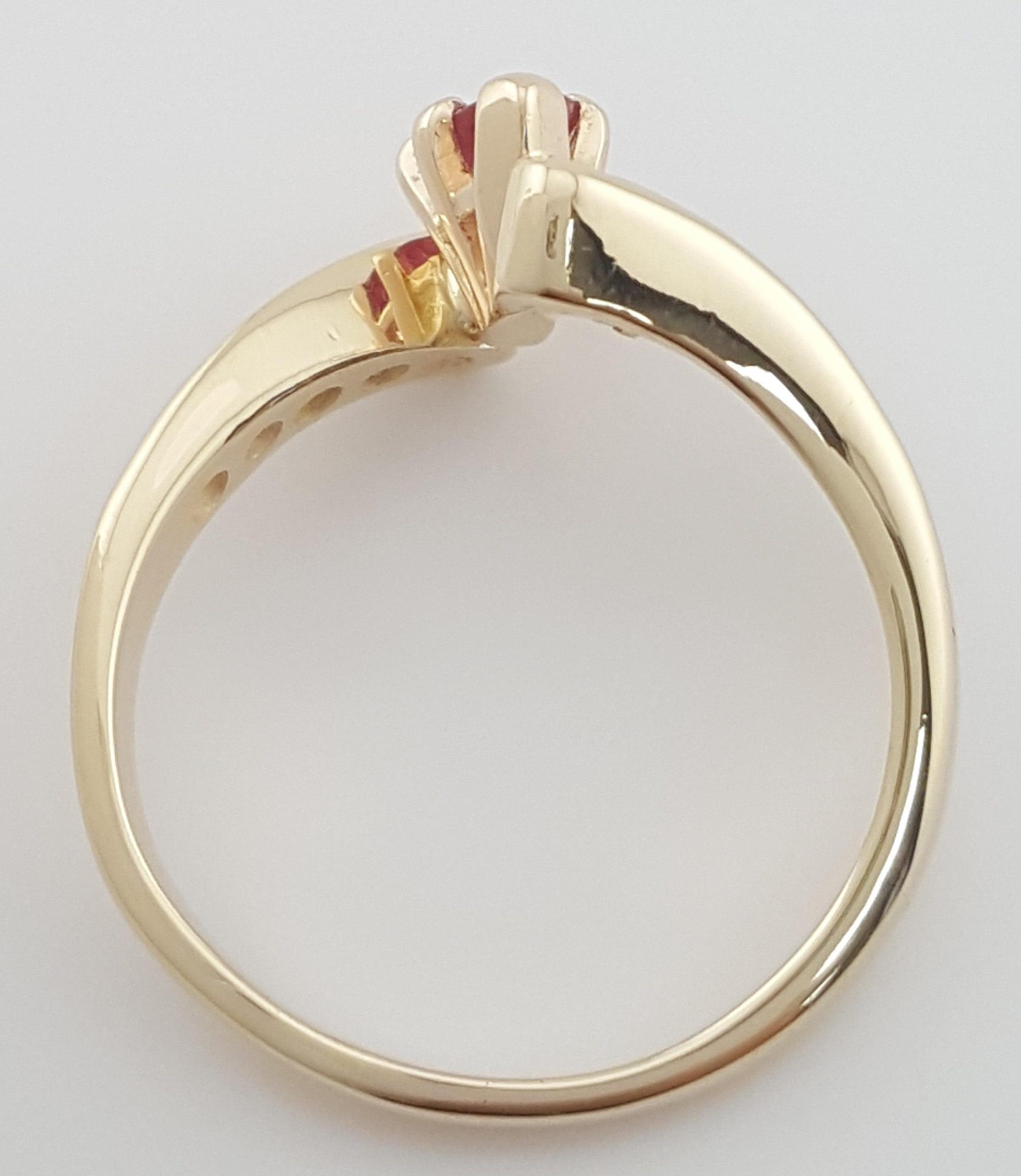 Marquise Ruby & Diamond Bypass Ring 0.6 ct 14k Yellow Gold