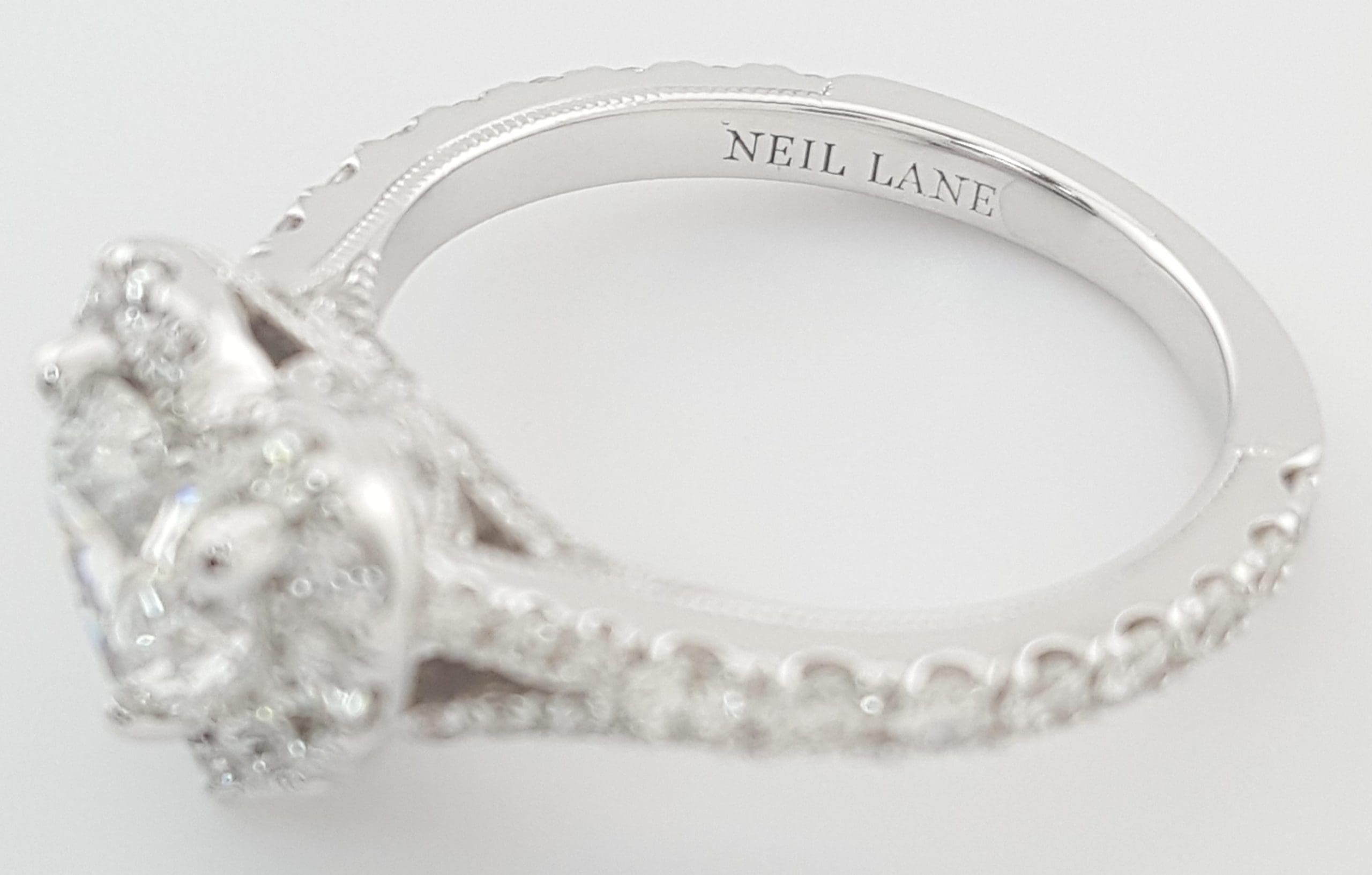 Neil Lane Heart Halo Diamond Engagement Ring 14K White Gold 1.38 ct Rtl $6K