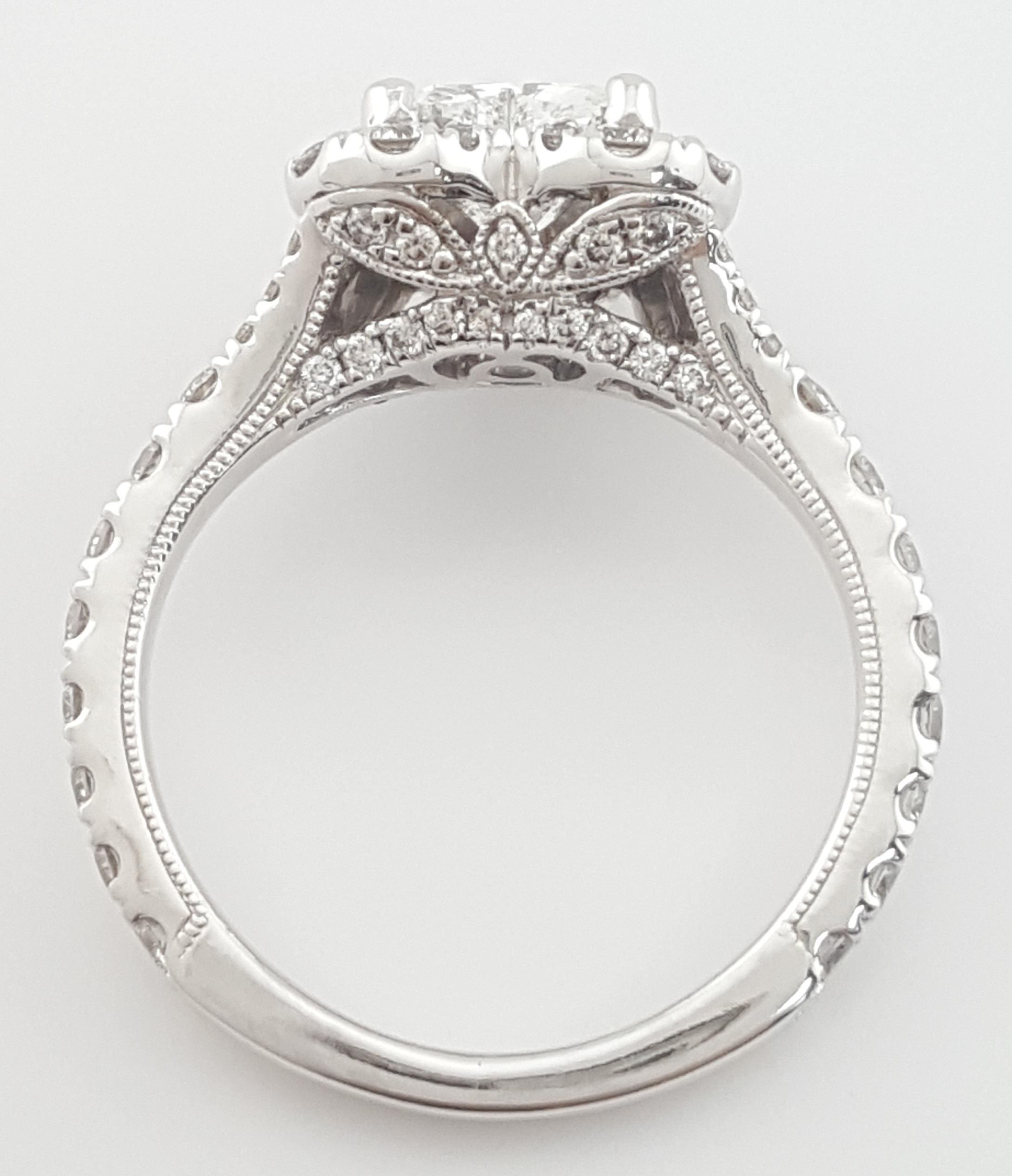 Neil Lane Heart Halo Diamond Engagement Ring 14K White Gold 1.38 ct Rtl $6K
