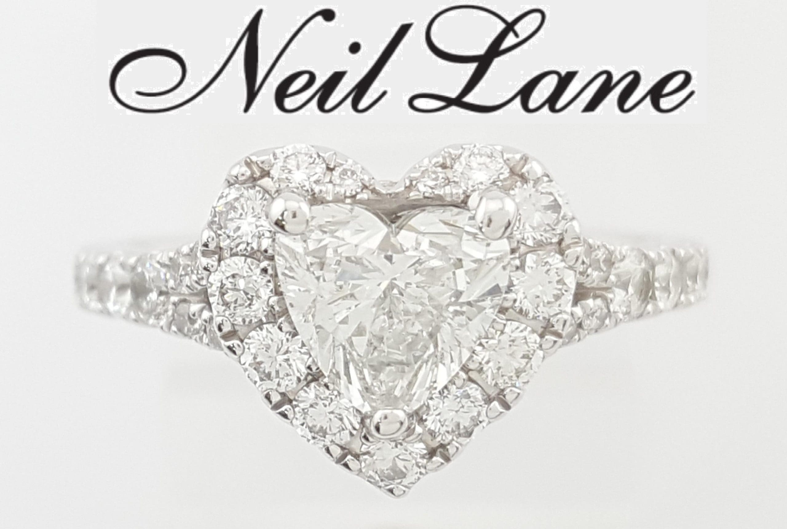 Neil Lane Heart Halo Diamond Engagement Ring 14K White Gold 1.38 ct Rtl $6K