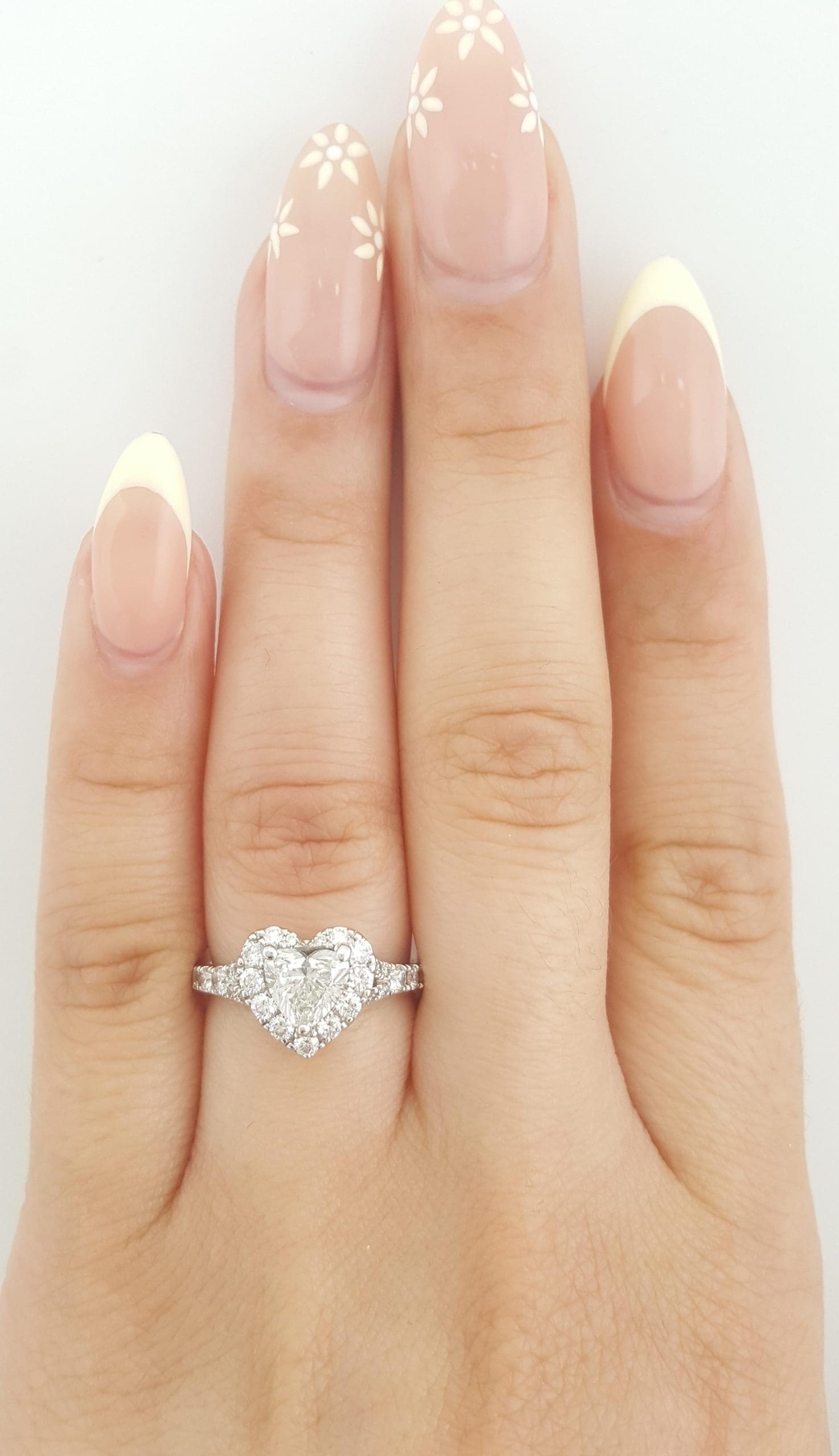 Neil Lane Heart Halo Diamond Engagement Ring 14K White Gold 1.38 ct Rtl $6K