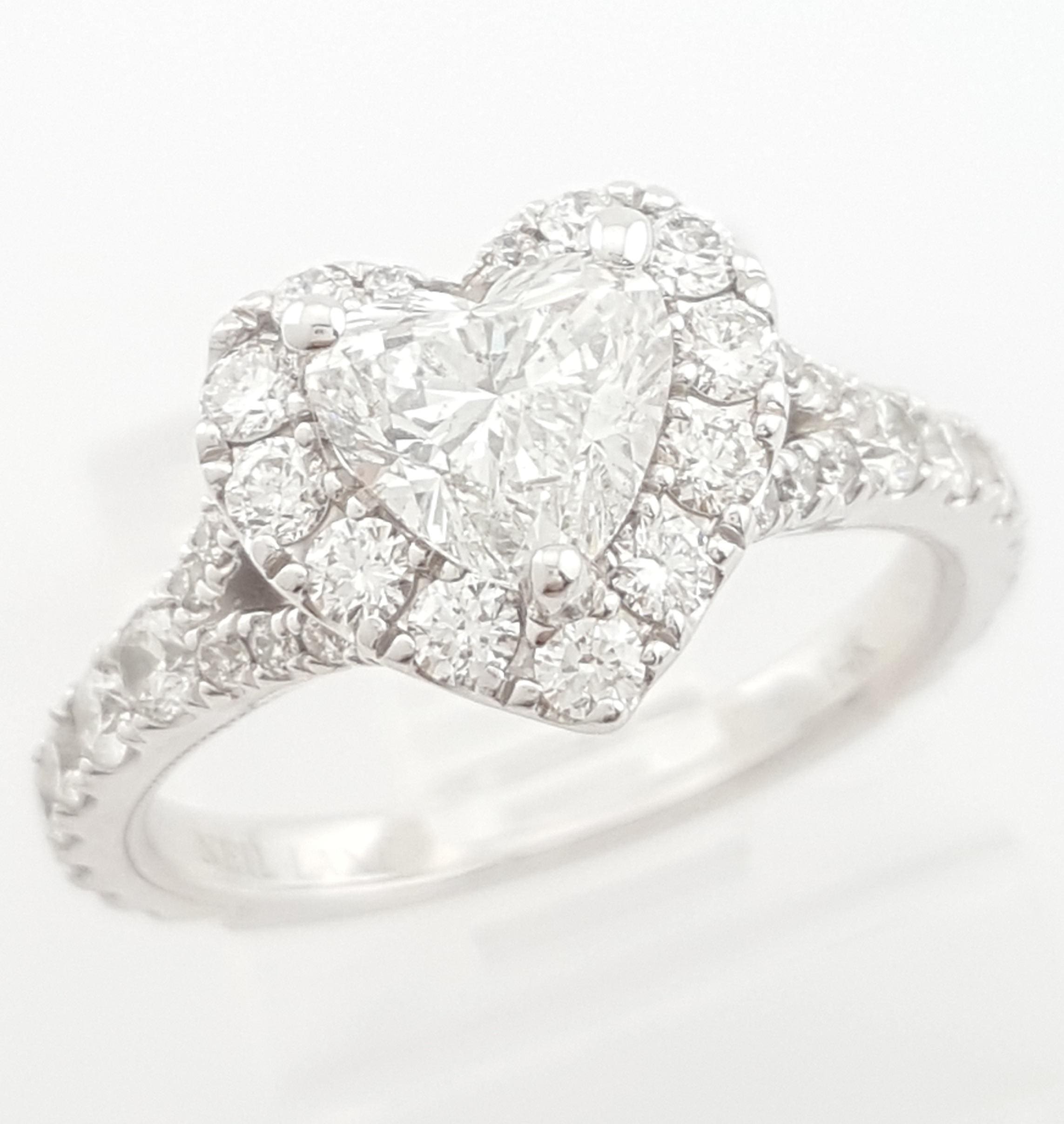 Neil Lane Heart Halo Diamond Engagement Ring 14K White Gold 1.38 ct Rtl $6K