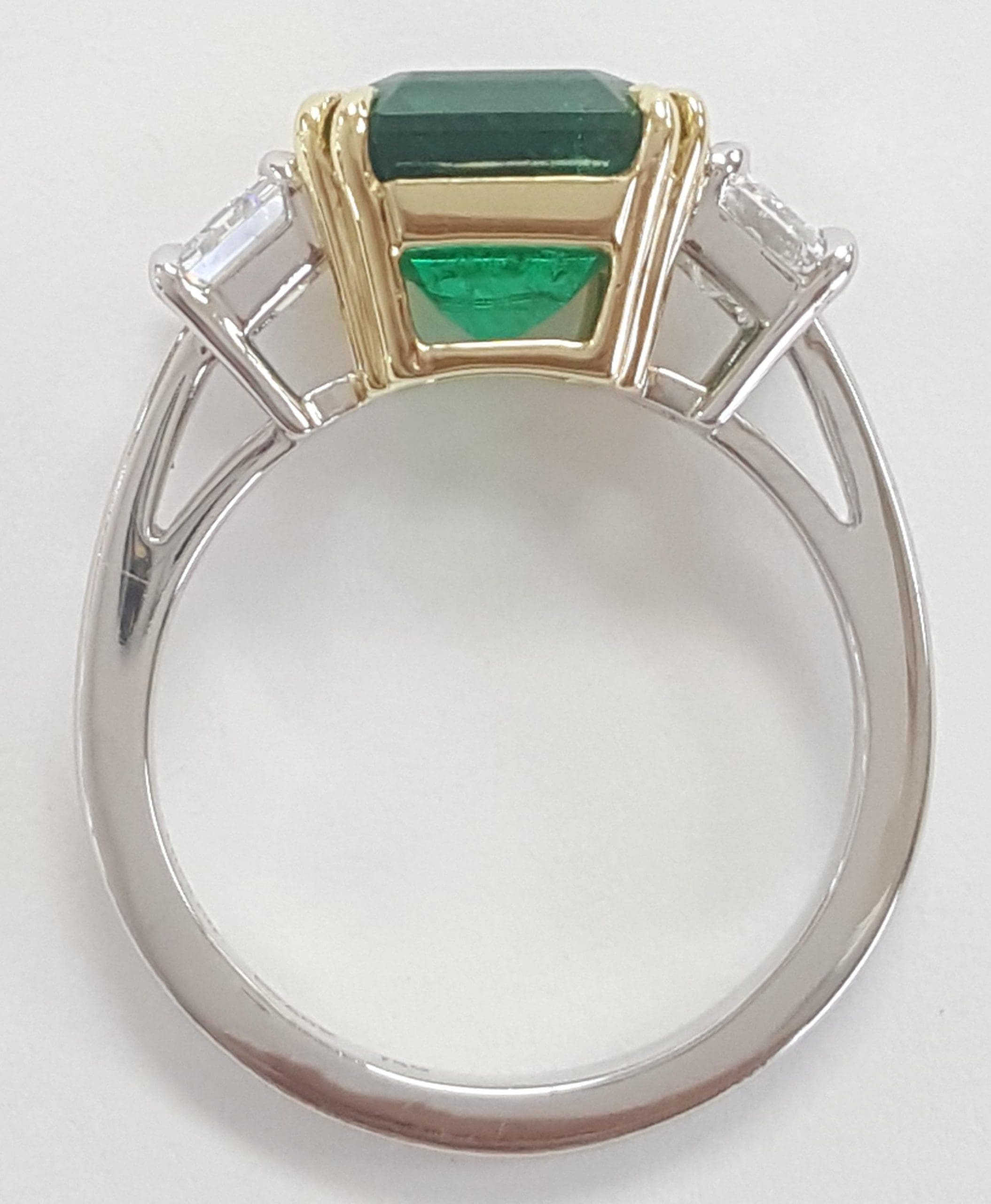 Vintage Tiffany & Co. Three 3 Stone Emerald Ring 5.71 ct Platinum & 18k 1980's