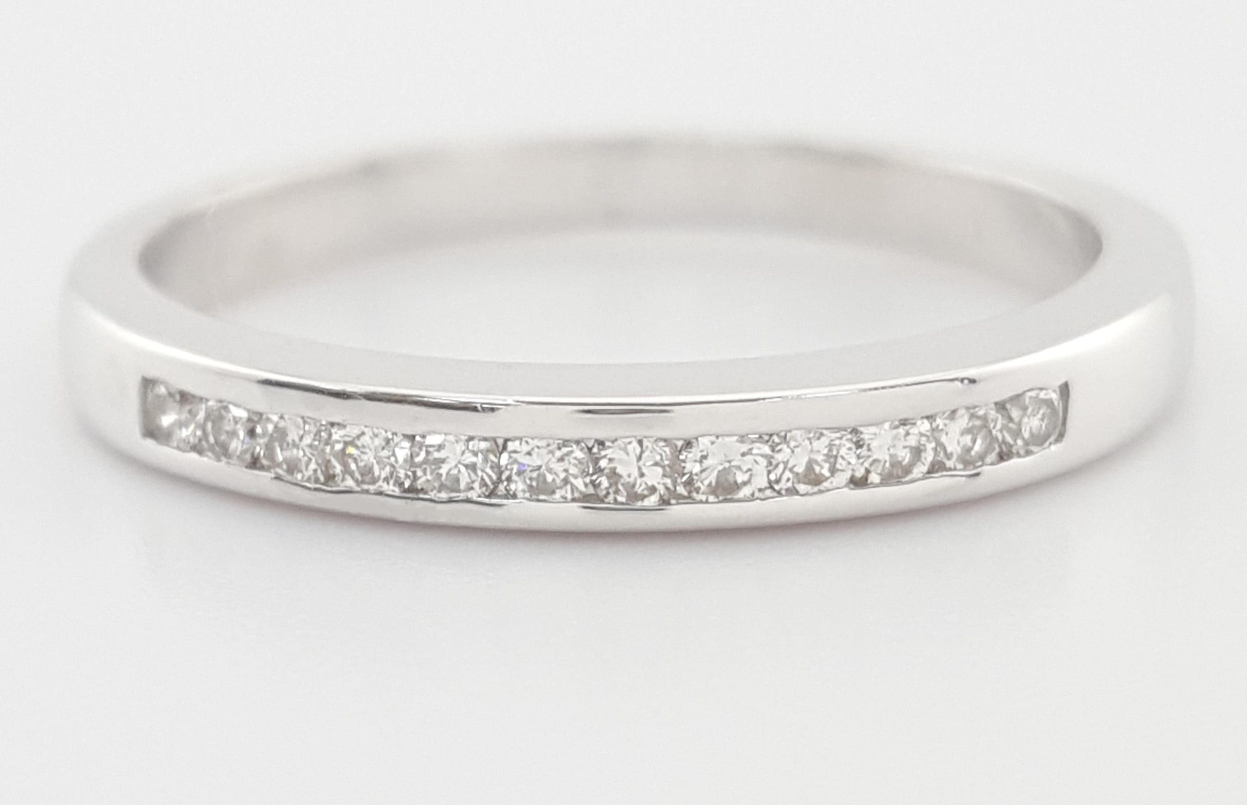 Round Diamond Channel Set Wedding Band Ring 0.18 ct 2.8 mm 18k White Gold