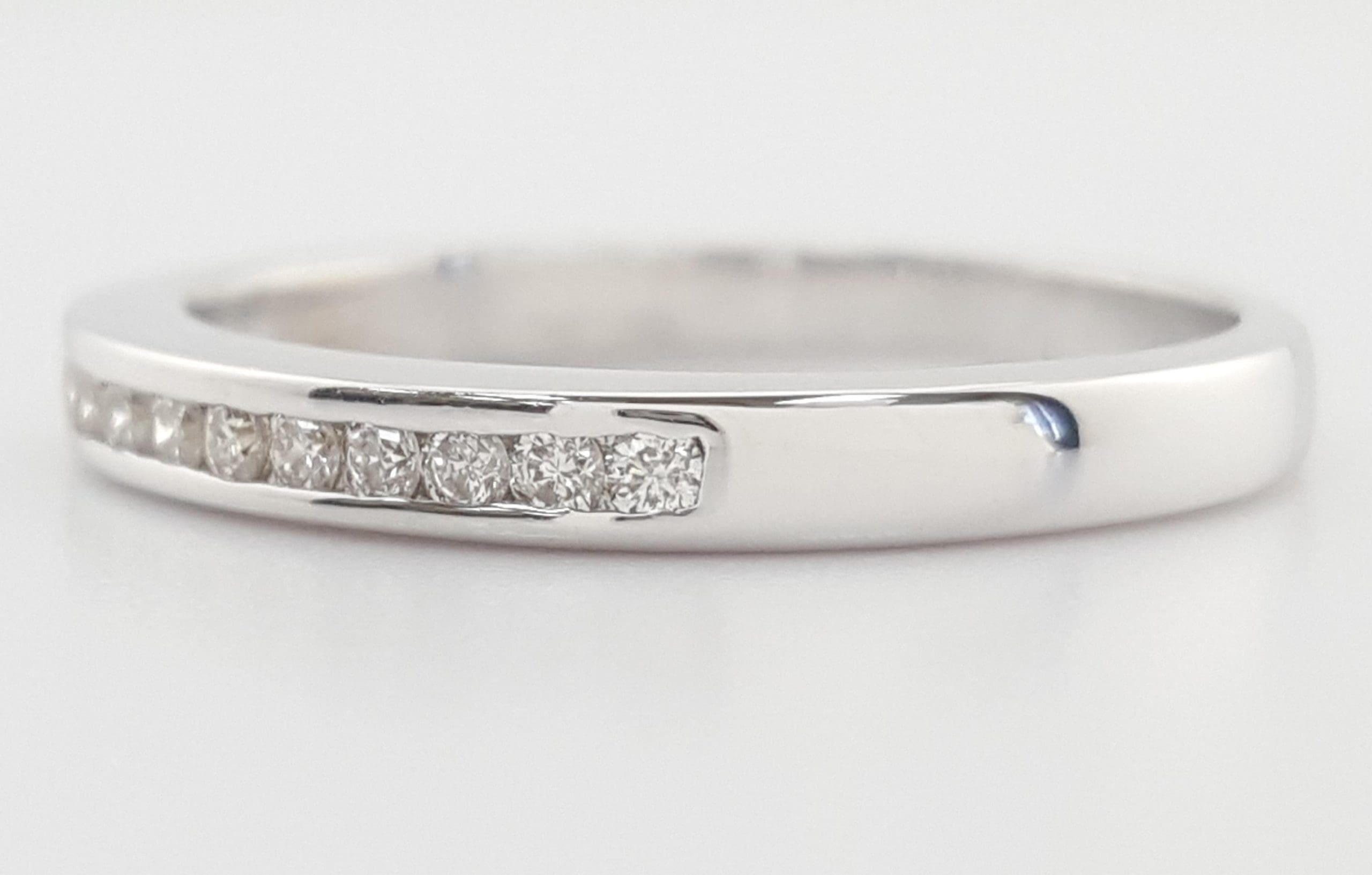 Round Diamond Channel Set Wedding Band Ring 0.18 ct 2.8 mm 18k White Gold