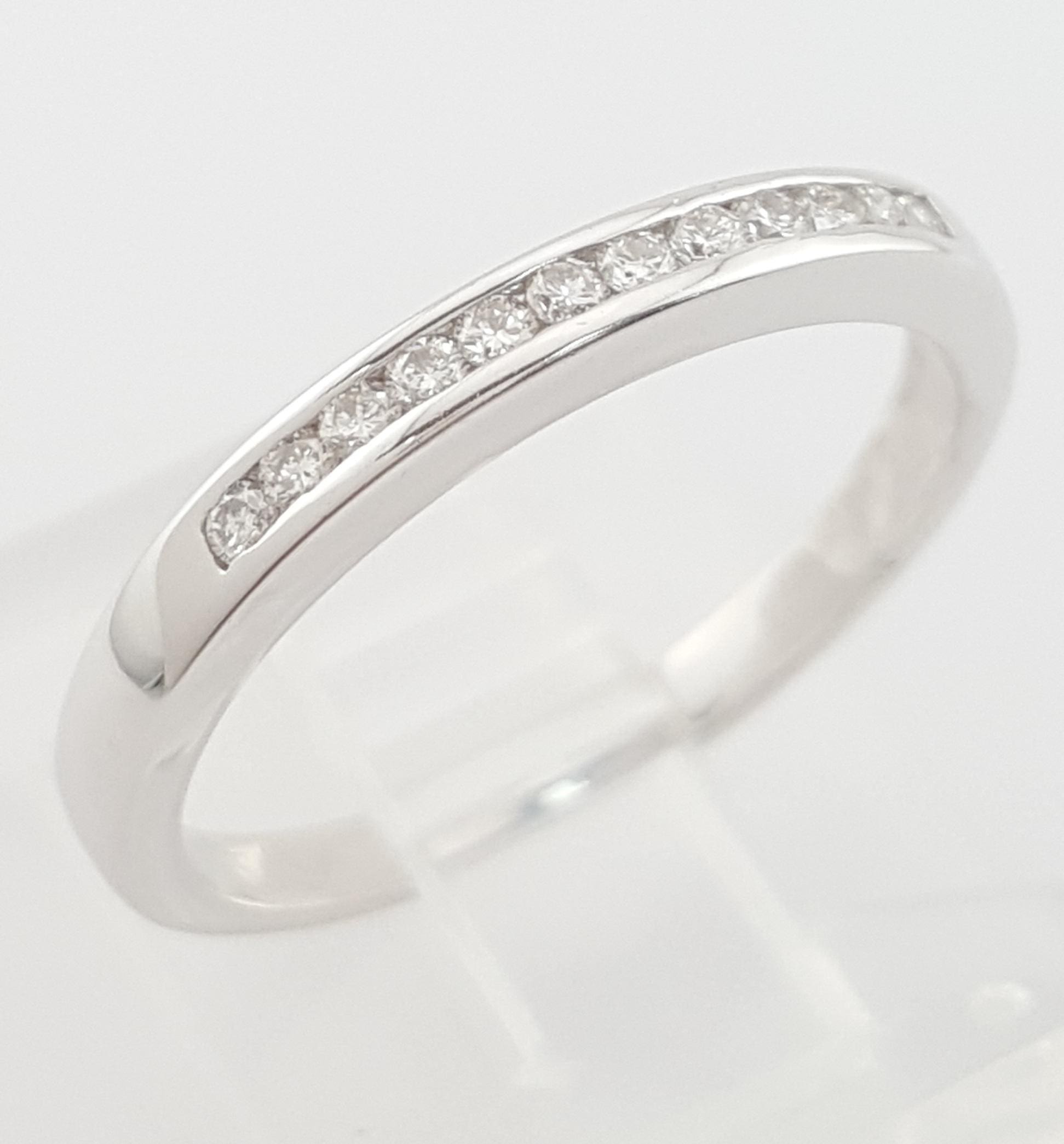 Round Diamond Channel Set Wedding Band Ring 0.18 ct 2.8 mm 18k White Gold
