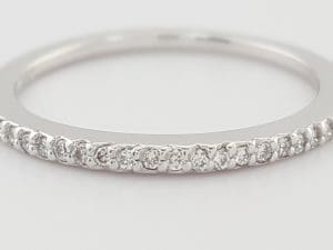 Half Circle Round Diamond Wedding Band 0.16 ct 14k White Gold 1.5 mm