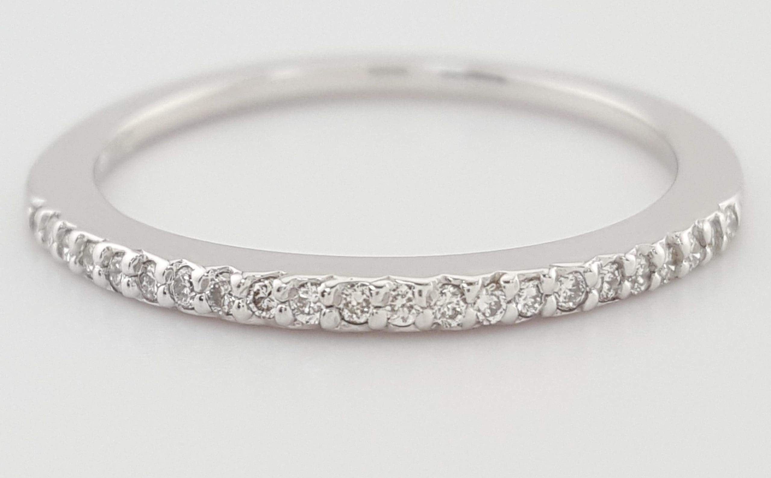 Half Circle Round Diamond Wedding Band 0.16 ct 14k White Gold 1.5 mm