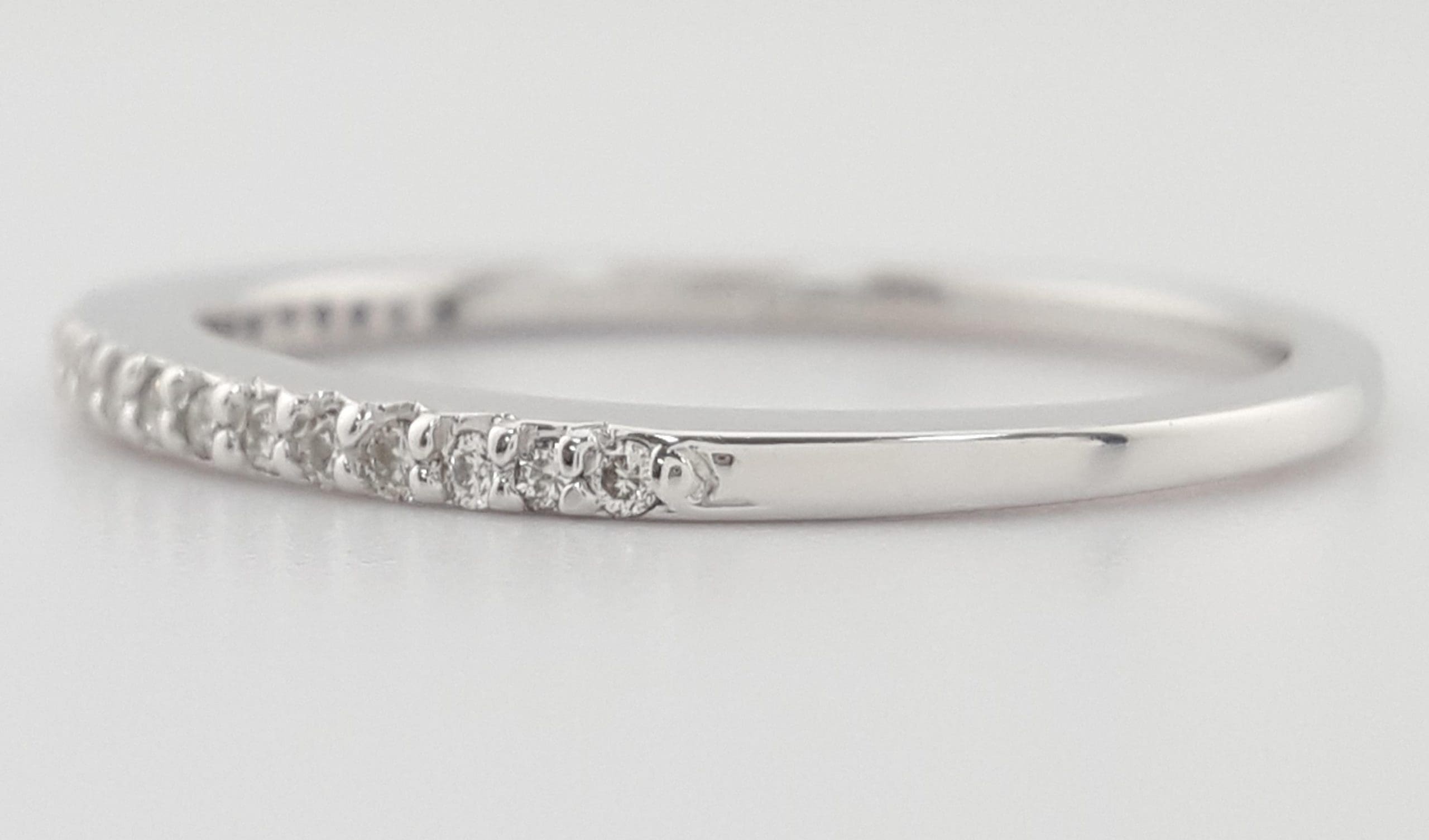 Half Circle Round Diamond Wedding Band 0.16 ct 14k White Gold 1.5 mm