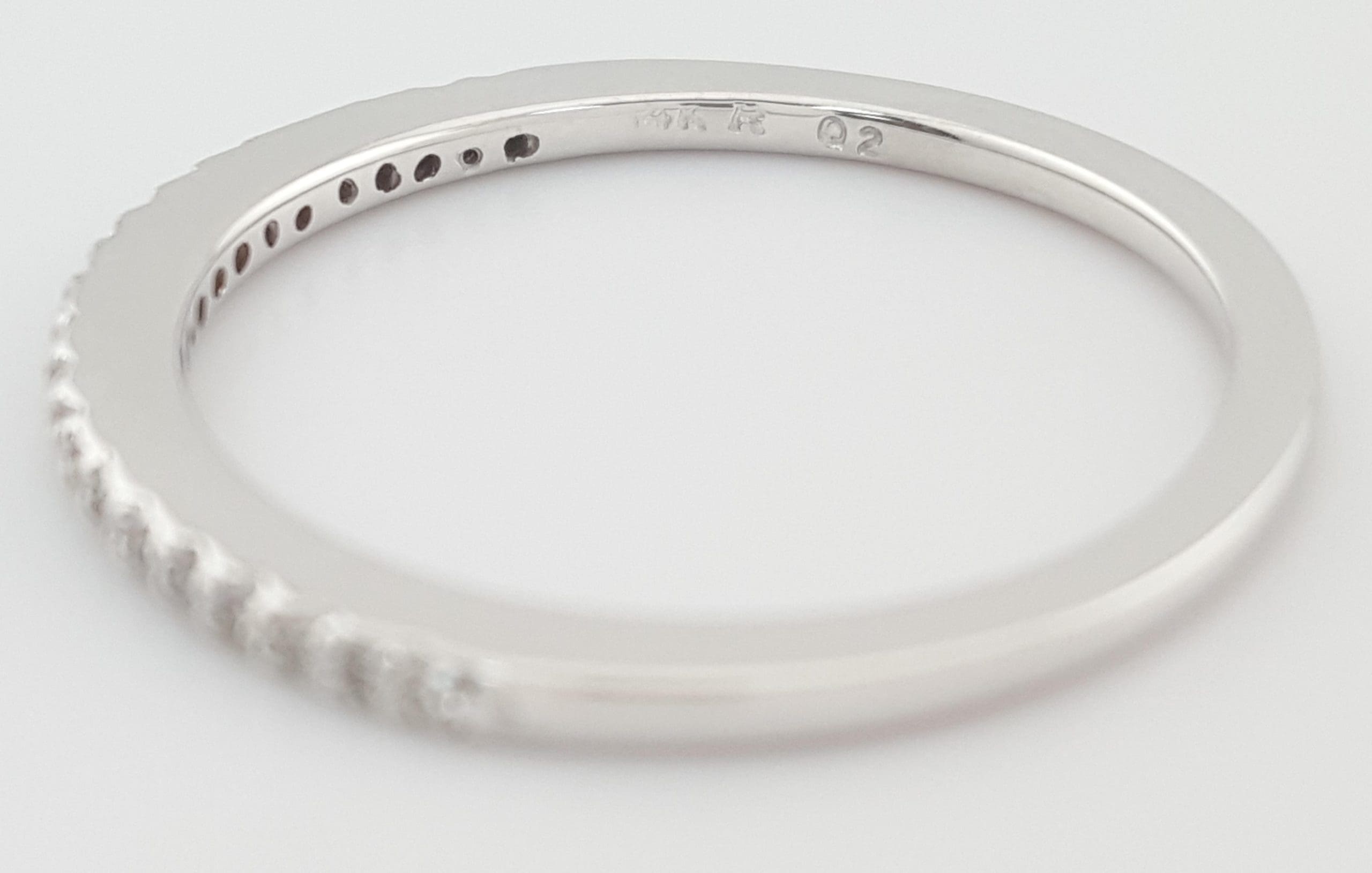 Half Circle Round Diamond Wedding Band 0.16 ct 14k White Gold 1.5 mm