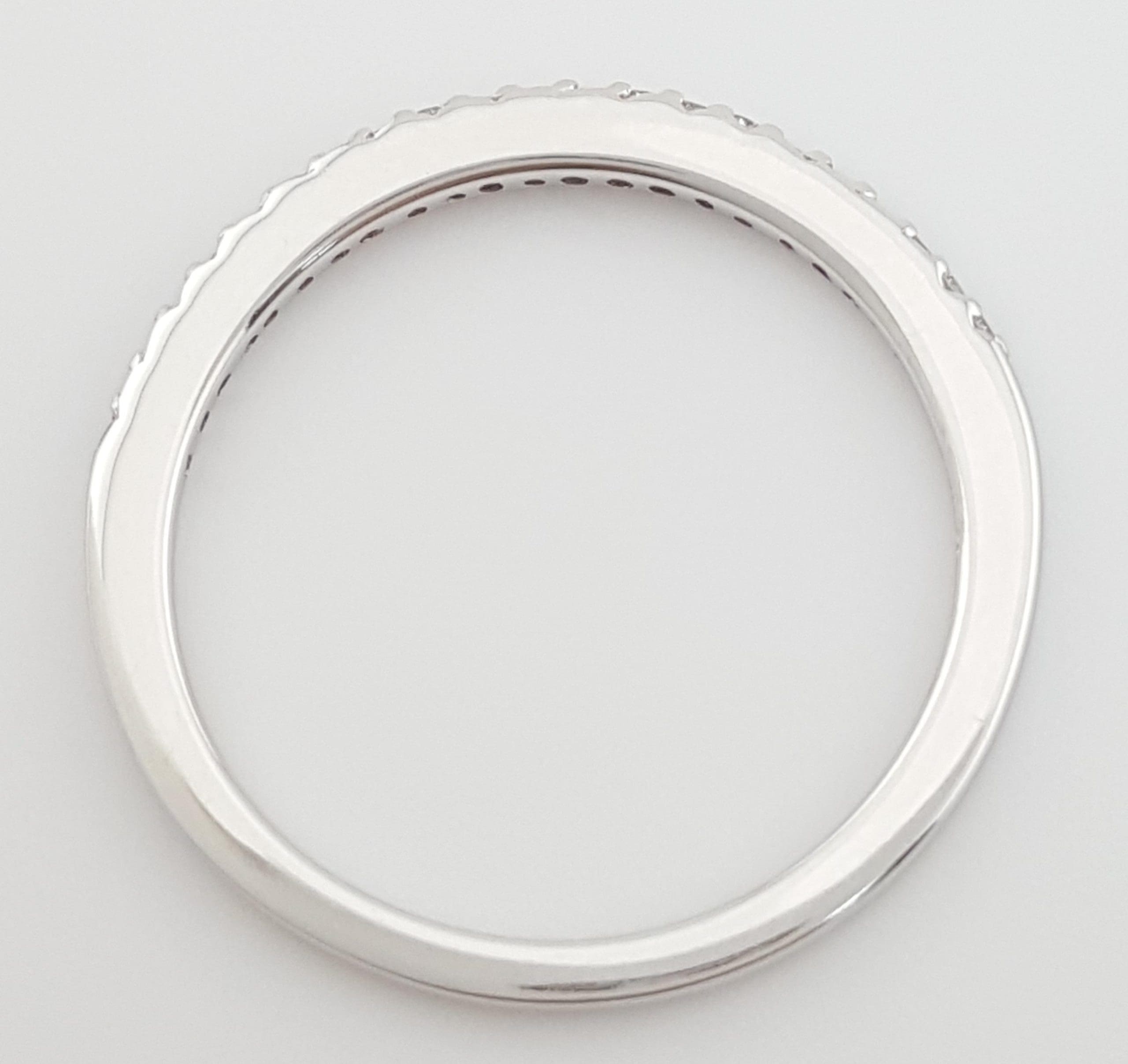 Half Circle Round Diamond Wedding Band 0.16 ct 14k White Gold 1.5 mm