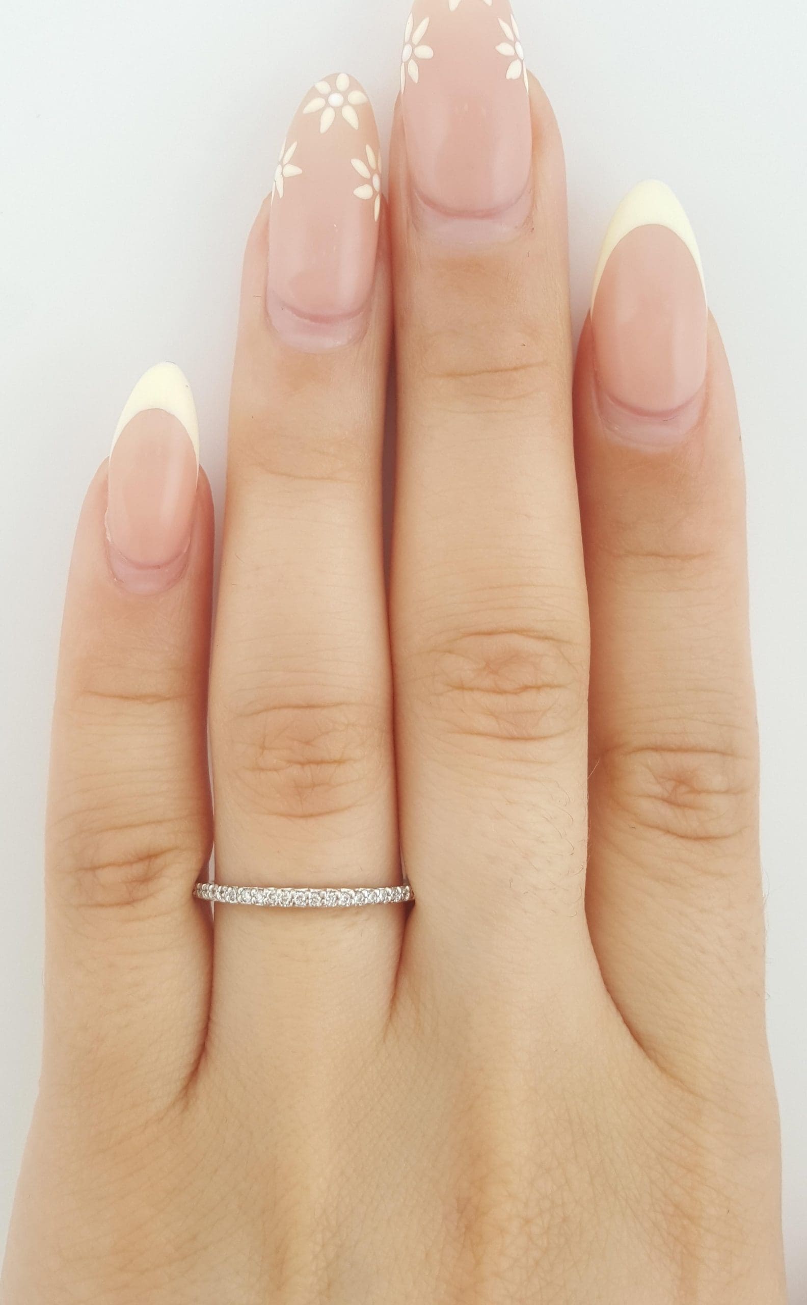 Half Circle Round Diamond Wedding Band 0.16 ct 14k White Gold 1.5 mm