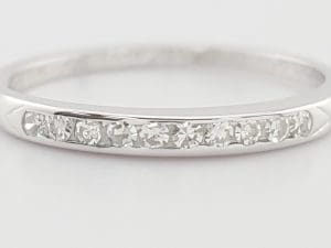 Vintage Single Cut Diamond Channel Set Wedding Band 0.1 ct 2.2 mm 18k W Gold
