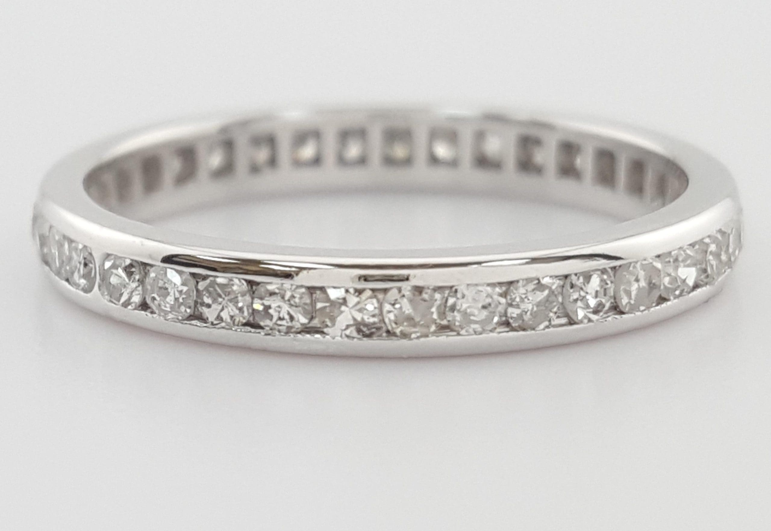 Vintage Single Cut Diamond Channel Set Eternity Wedding Band 0.55 ct 2.5mm
