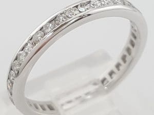 Vintage Single Cut Diamond Channel Set Eternity Wedding Band 0.55 ct 2.5mm