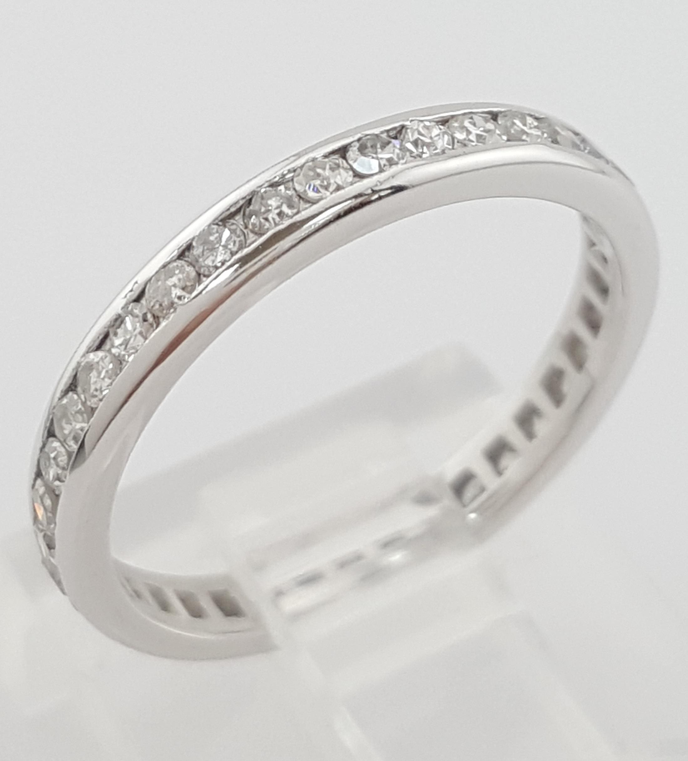 Vintage Single Cut Diamond Channel Set Eternity Wedding Band 0.55 ct 2.5mm