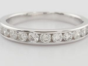 Round Diamond Channel Set Half Circle Wedding Band Ring 0.5 ct 3.2 mm 14k W Gold