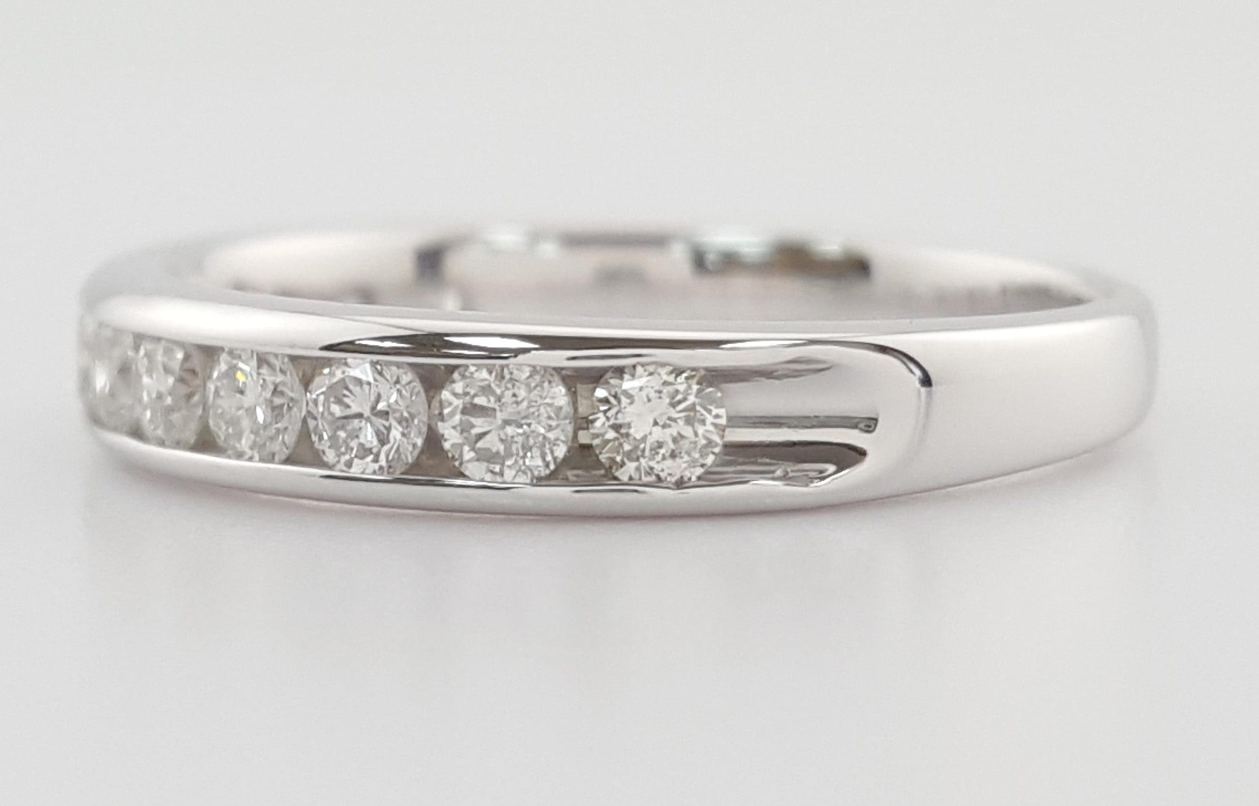 Round Diamond Channel Set Half Circle Wedding Band Ring 0.5 ct 3.2 mm 14k W Gold