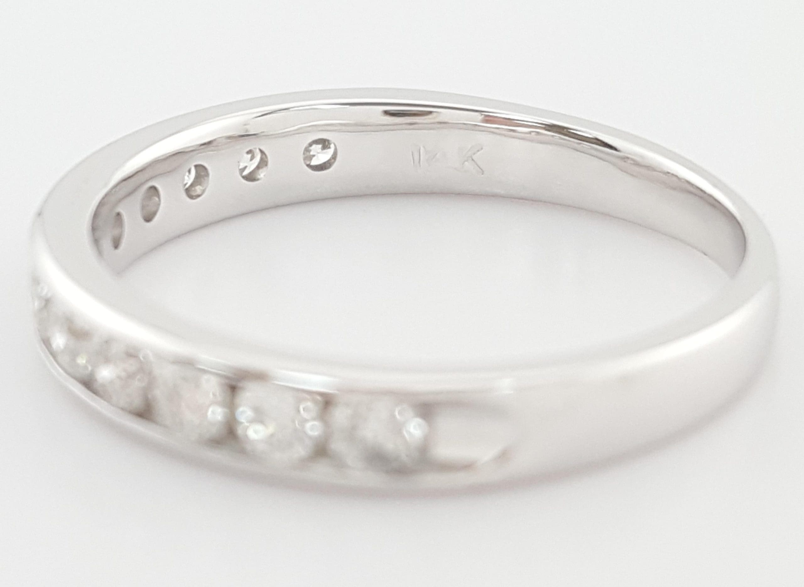 Round Diamond Channel Set Half Circle Wedding Band Ring 0.5 ct 3.2 mm 14k W Gold