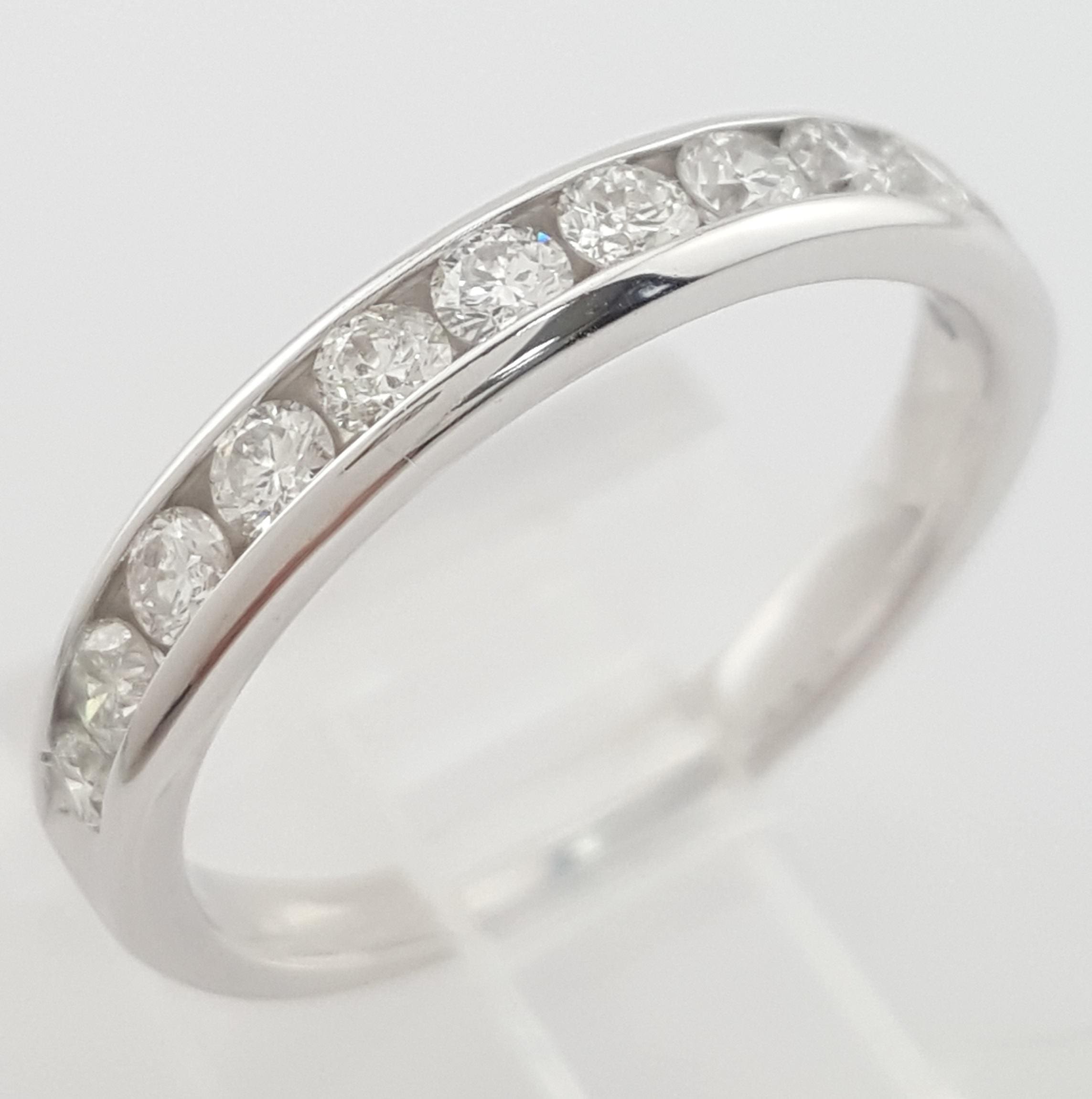 Round Diamond Channel Set Half Circle Wedding Band Ring 0.5 ct 3.2 mm 14k W Gold