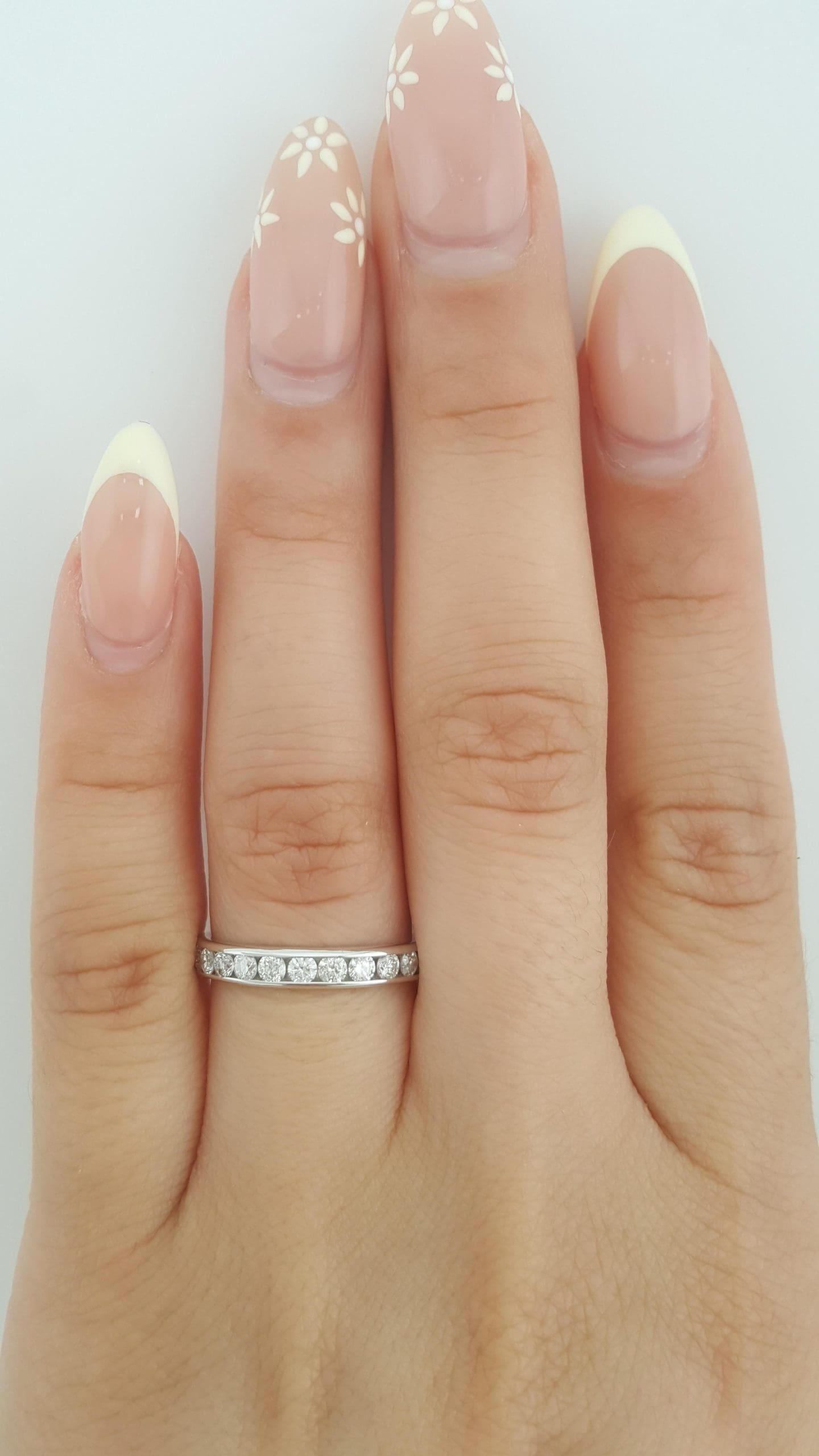 Round Diamond Channel Set Half Circle Wedding Band Ring 0.5 ct 3.2 mm 14k W Gold