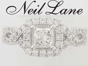 Neil Lane Princess Diamond Halo Crossover Engagement Ring 1 ct