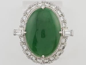 Vintage Natural No Treatment Jadeite Fei Cui Jade Diamond Ring 4.5 ct Platinum