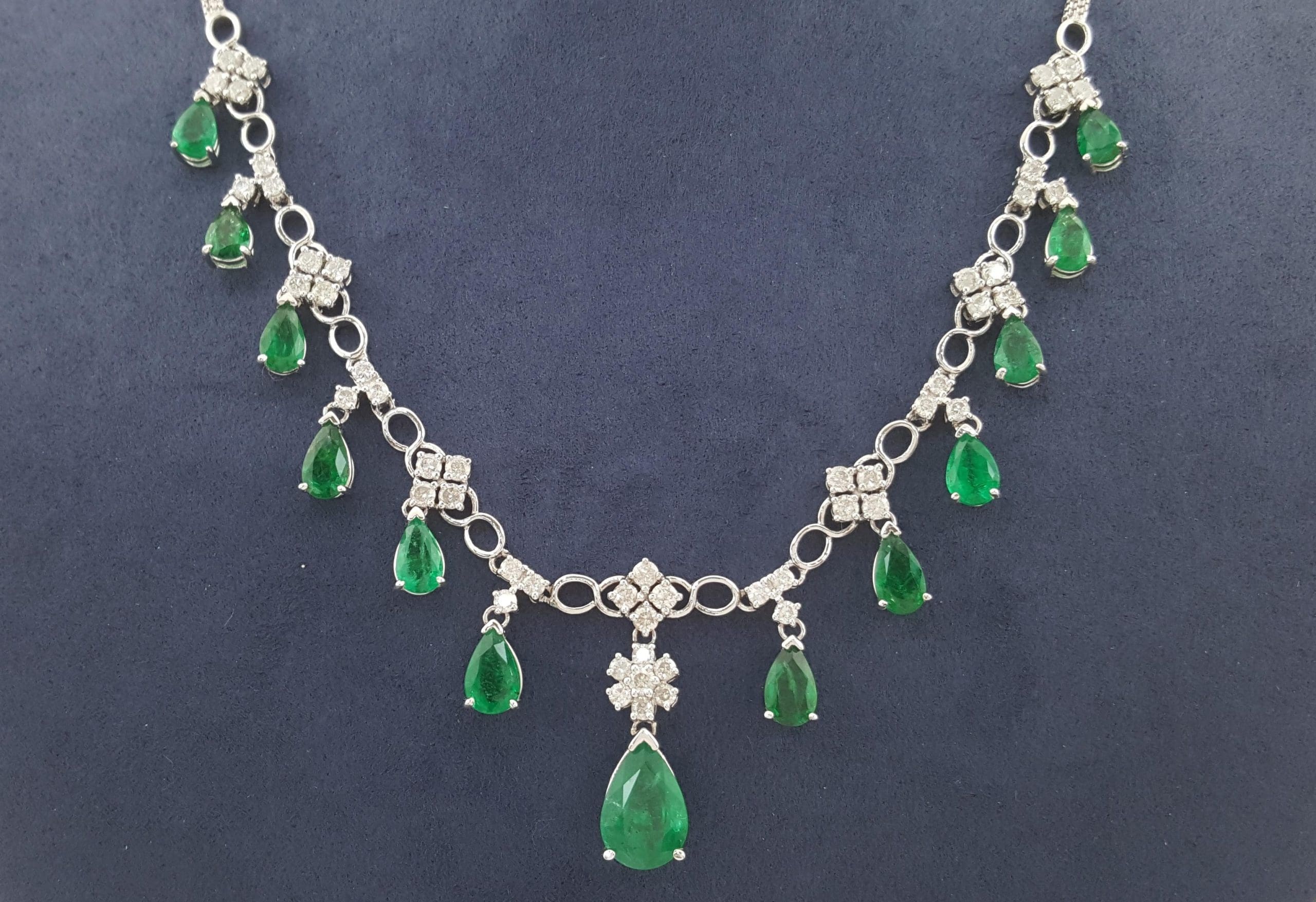 Colombian Emerald Diamond Drop Necklace 11.15 ct 18k Gold 18.8 Gr Rtl $30K