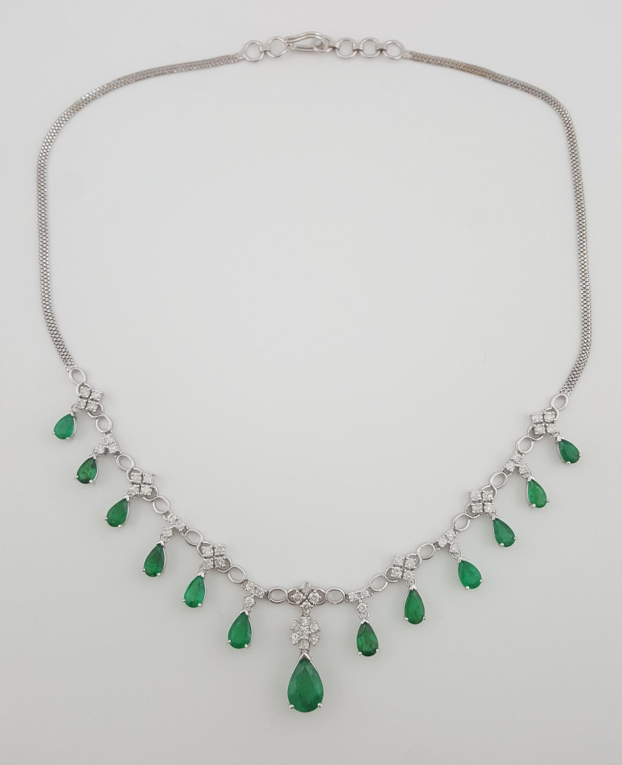 Colombian Emerald Diamond Drop Necklace 11.15 ct 18k Gold 18.8 Gr Rtl $30K