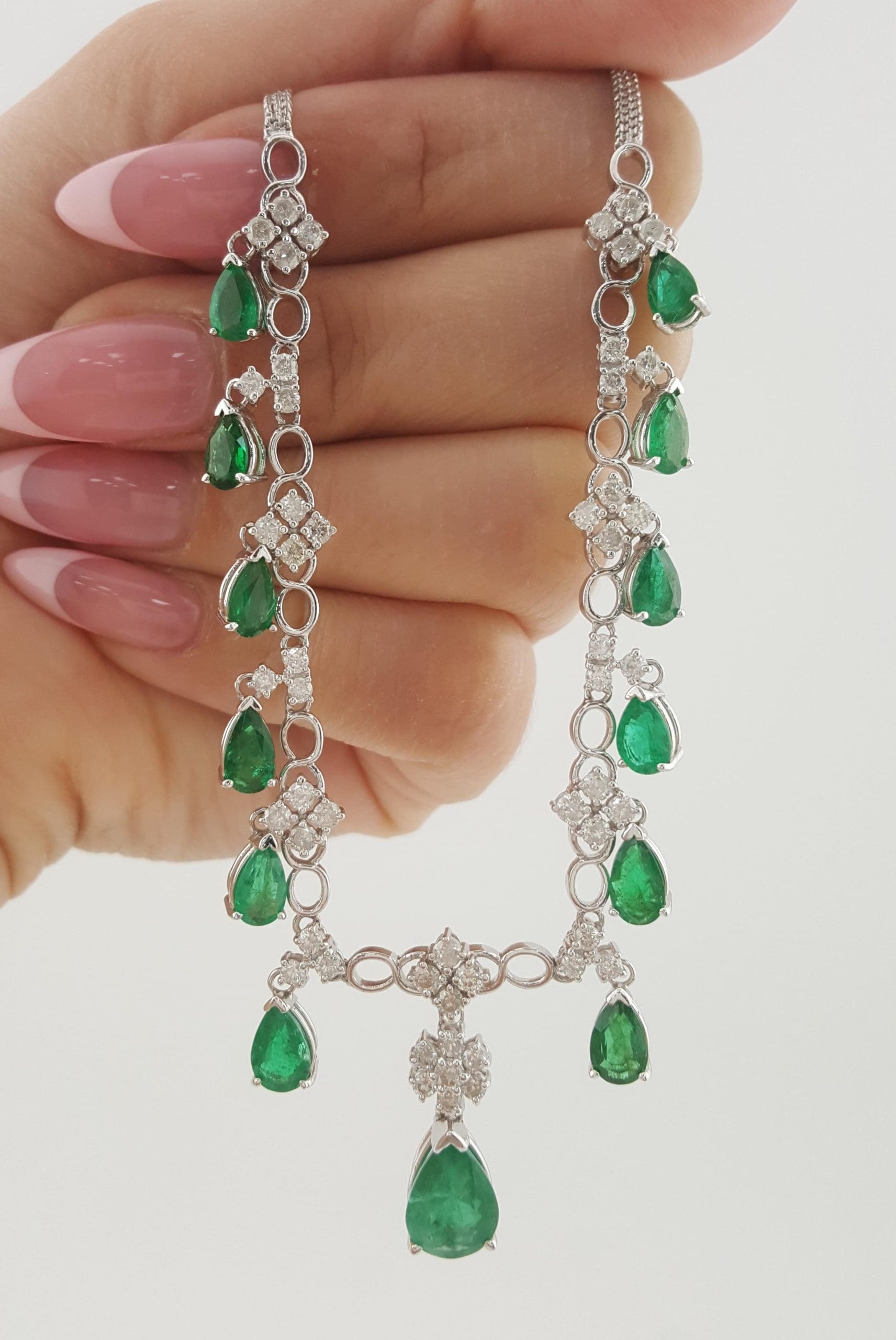 Colombian Emerald Diamond Drop Necklace 11.15 ct 18k Gold 18.8 Gr Rtl $30K