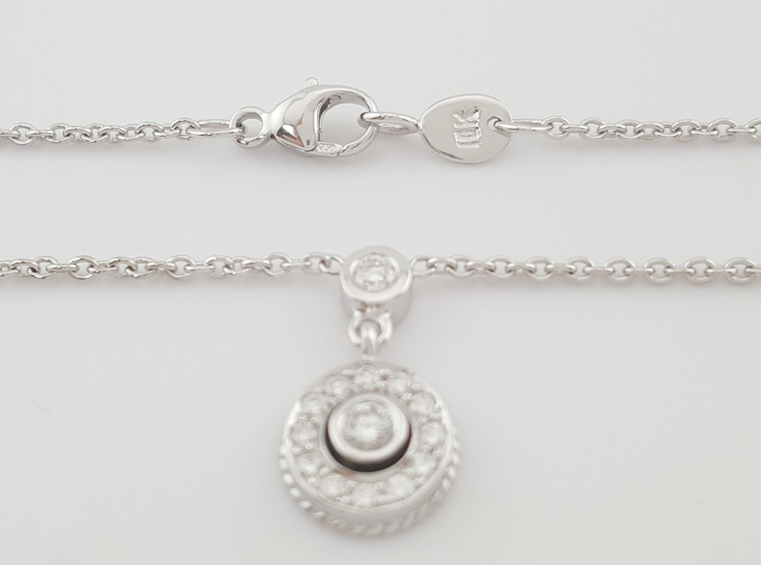 Round Brilliant Diamond Halo Station Necklace 18K White Gold 0.42 ct Retail $3K