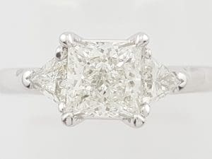Princess Three 3-Stone Engagement Ring 1.5 ct Platinum Retail $10K