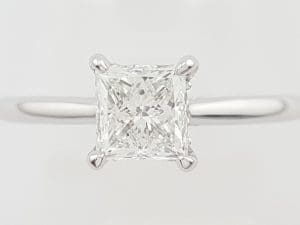 Princess Diamond Hidden Halo Engagement Ring 1.13 ct 18K White Gold Retail $7.5K