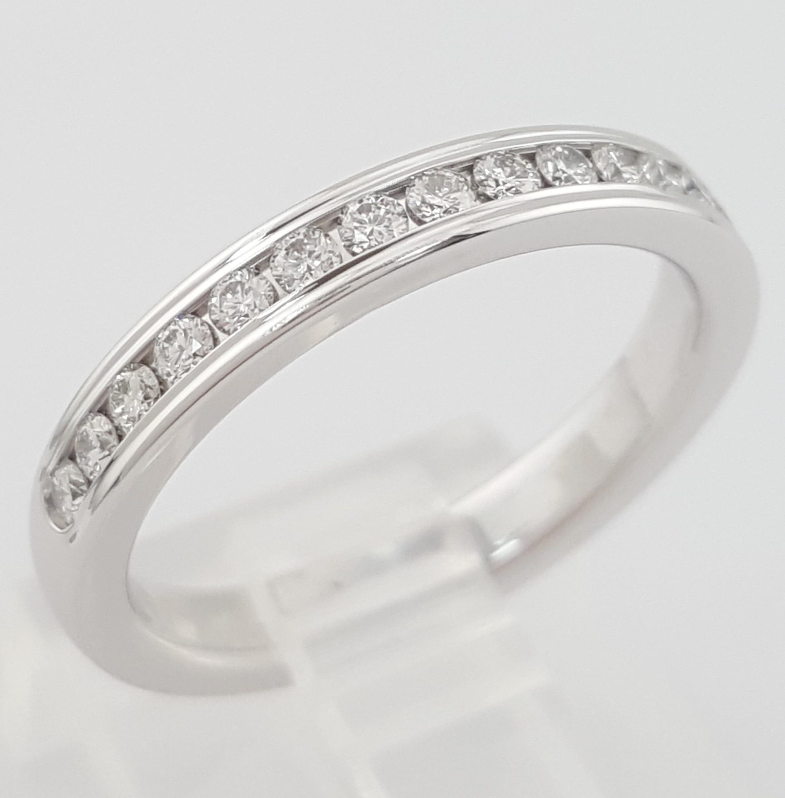 Benchmark Diamond Channel Set Half Circle Wedding Band Ring 0.32ct 3 mm 14k Gold