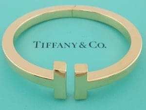 Tiffany & Co. T 18K Yellow Gold Square Bangle Bracelet 26.5 Grams Retail $9,950