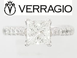 Verragio Insignia Leo Princess Diamond Engagement Ring 18k White Gold 1.9 ct