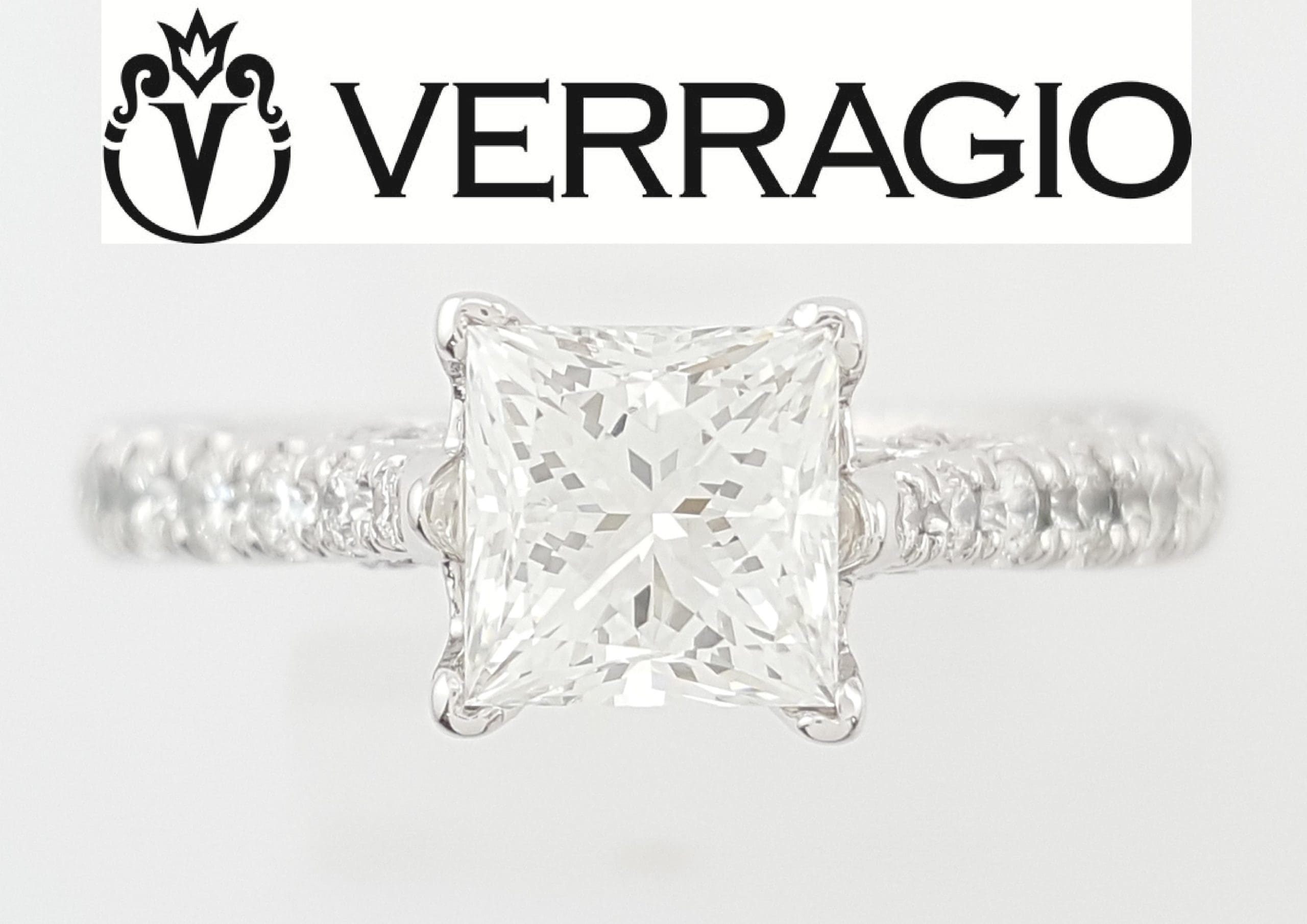 Verragio Insignia Leo Princess Diamond Engagement Ring 18k White Gold 1.9 ct