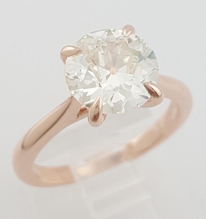 Antique Old European Cut Diamond Solitaire Engagement Ring 1.75 ct 14k Rose Gold