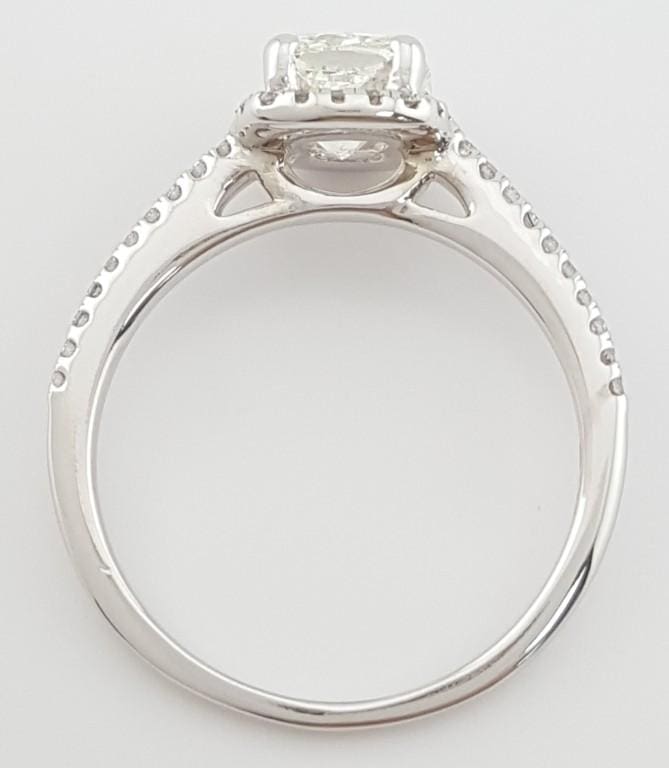Cushion Diamond Halo Engagement Ring 1.71 ct 14k White Gold Retail $9K