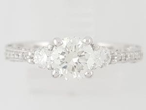 Round Diamond Three Stone Engagement Ring 1.11 ct 14k White Gold Rtl $6K