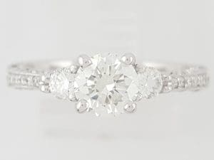 Round Diamond Three Stone Engagement Ring 1.11 ct 14k White Gold Rtl $6K