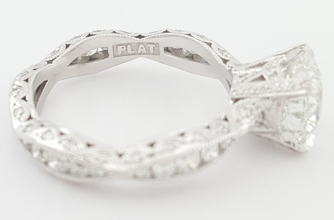 TACORI Classic Crescent Round Diamond Engagement Ring Plat 2.81 ct GIA Rtl $25k