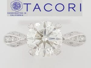 TACORI Classic Crescent Round Diamond Engagement Ring Plat 2.81 ct GIA Rtl $25k