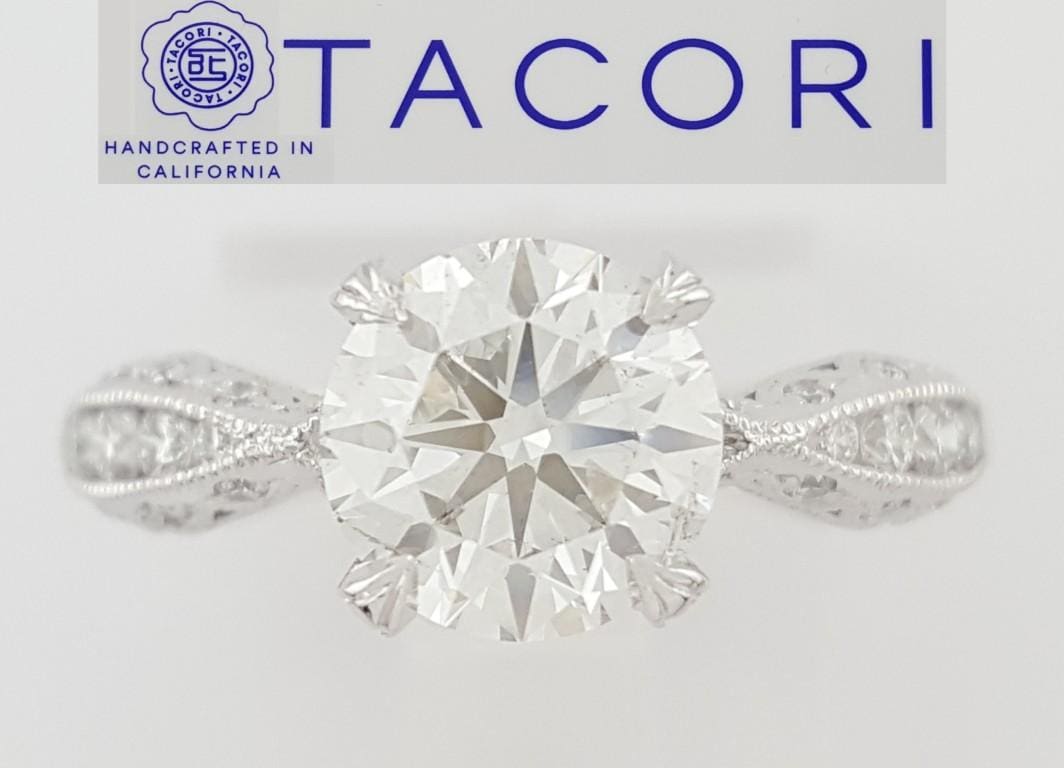 TACORI Classic Crescent Round Diamond Engagement Ring Plat 2.81 ct GIA Rtl $25k