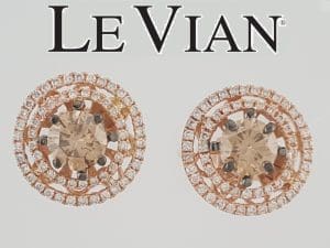 LeVian Le Vian Chocolate Diamond Double Halo Earrings 14k Strawberry Gold 2.12ct