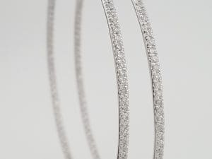 Inside Out Hoop Diamond Earrings 2 ct 14k White Gold 2.45" 14.7 Grams Rtl $6K