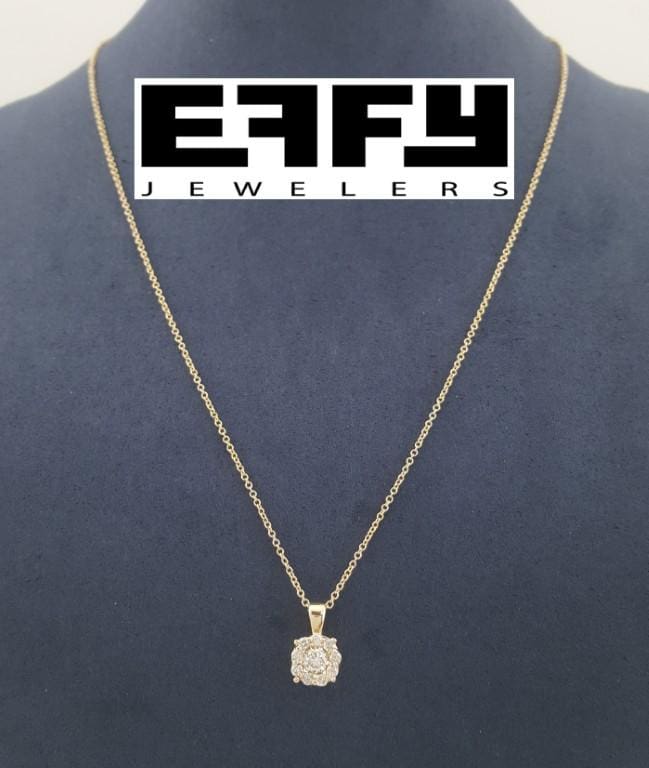 Effy Bouquet Round Diamond Halo Pendant Necklace 14k Yellow Gold 0.47 ct $2,376